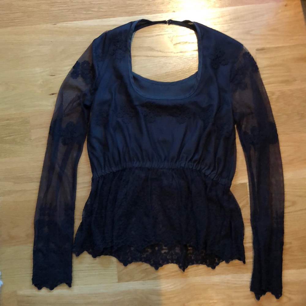 Chaser black lace peplum top, Small - Picture 3 of 6